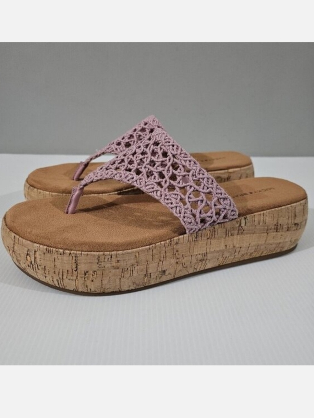 Lucky Brand Jaslene Cork Platform Sandal Womens 9.5 Purple Chunky Slip On